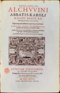 Página de Título de Abbatis Karoli Magni Regis por Alcuin, publicado en 1617 de French School