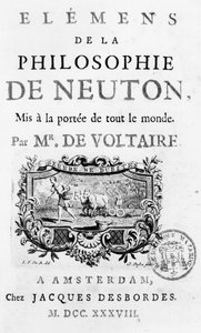 Página de título de Éléments de la Philosophie de Newton por François Marie Arouet Voltaire (1694-1778) Ámsterdam, publicado en 1738 de French School