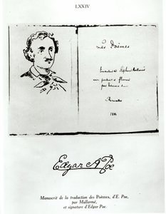 Portada de Les Poemes de Edgar Allan Poe (1809-49) traducido por Stephane Mallarme (1842-98) con un retrato del autor, 1888 de French School