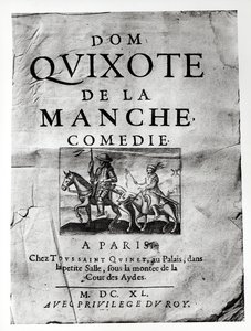 Página de título de Don Quijote de La Mancha Comedia por Guerin de Bouscal, 1640 de French School