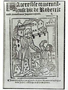 Portada de La Terrible et Merveilleuse Vie de Robert le Diable, publicada por Claude Blihart en 1563 de French School