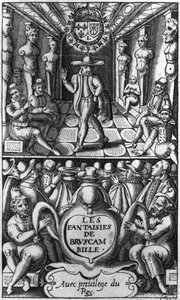 Portada de Les Fantaisies de Bruscambille, publicado en 1615 de French School