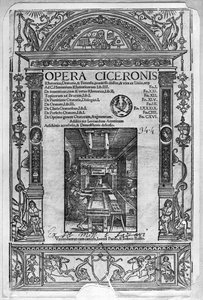 Página de título de Opera Ciceronis, publicada en 1520 de French School