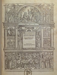 Portada de un libro de Galeno, publicado en París, 1530