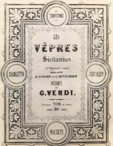 Portada de la partitura I Vespri Siciliani de French School