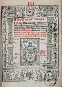 Portada de un libro de cirugía de Jean de Vigo (1460-1525) 1525 de French School