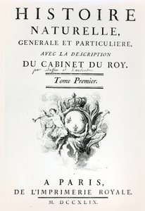 Portada de Histoire Naturelle, Generale et Particuliere por Buffon, París, 1749 de French School