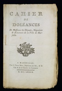 Portada del Libro de Quejas de los Diputados, Comerciantes y Armadores de Marsella, 1789 de French School