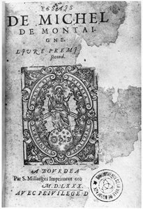 Portada de la primera edición de Ensayos por Michel de Montaigne (1533-92) 1580 de French School
