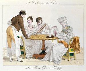 Demasiada Elección, lámina 44 de Le Bon Genre, 1827