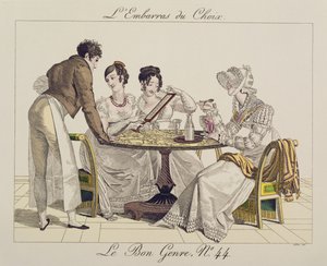 Demasiada elección, placa 44 de Le Bon Genre, 1827 de French School