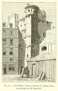 Tour Bichat, según un dibujo de Goblain, 1824, comunicado por M. Bonnardot de French School