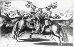 Escena de torneo entre Enrique IV (1553-1610) y Antoine de Pluvinel (1555-1620) de French School