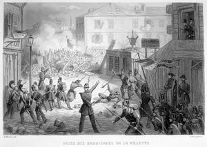 Toma de las barricadas de la Villette (26 de junio de 1848) - en “Fasttes de Gardes nationales de France” de French School
