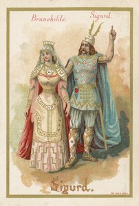 Tarjeta comercial que representa a Brunehilde y Sigurd de French School