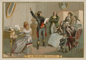 Tarjeta comercial con una imagen de Rouget de Lisle de French School