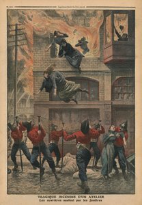 Incendio trágico en un taller en Newark, Nueva Jersey, ilustración de 