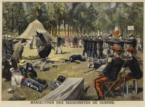 Ejercicio de entrenamiento para médicos de campo del ejército, Francia, 1897 de French School