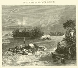 Trenes de Madera en un Río Americano de French School