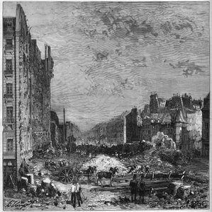 Transformación de París bajo el Segundo Imperio: Obras de los bulevares de Haussmann. Apertura del nuevo tramo entre la rue Hautefeuille y la rue de l
