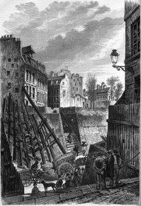 Transformaciones de París bajo el Segundo Imperio, París haussmanniano: vista de la rue Rollin en su encuentro con la rue Monge de French School
