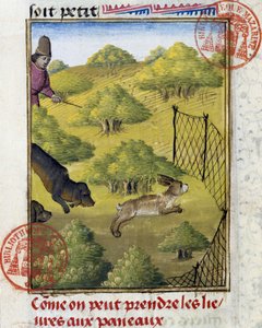Trampa para liebres y perros de caza - en "Libro de Caza de Gaston Phoebus, Conde de Foix, Señor de Bearn"