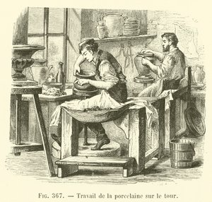 Trabajo de la porcelana en el torno (grabado) de French School
