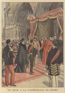 El zar Nicolás II de Rusia en la Catedral de Reims durante su visita a Francia