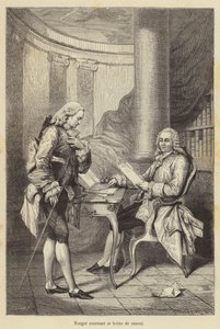Turgot recibiendo su carta de despido (grabado) de French School