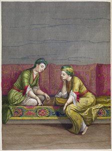 Chicas Turcas, jugando Mangala, siglo XVIII de French School