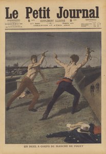 Dos conductores de carruajes peleando un duelo con sus látigos de French School