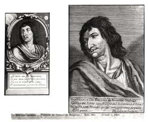 Dos retratos de Savinien Cyrano de Bergerac (1619-55), a la derecha después de Zacharie Heince (1611-69)