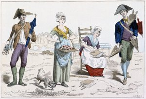 Comerciante de paraguas, comerciante de flores, cardador de colchones, comerciante de fuelles de French School