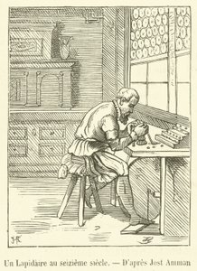Un lapidario en el siglo XVI (grabado) de French School
