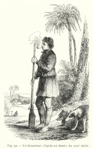 Un bucanero; según un dibujo del siglo XVII de French School