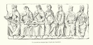 Un concierto en la Edad Media; de un bajorrelieve (grabado) de French School