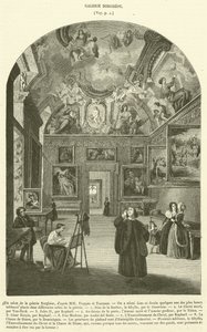 Un salón de la galería Borghese de French School