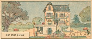 Una casa bonita (litografía en color) de French School