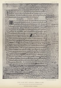 Una página de los Ensayos, edición de 1588, con anotaciones autógrafas de Montaigne de French School