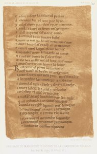Una página del manuscrito de Oxford de la Canción de Roland de French School