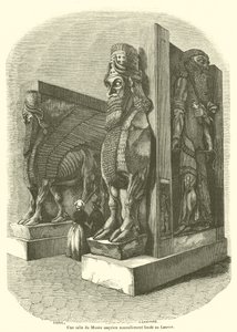 Una sala del Museo asirio recién fundado en el Louvre de French School