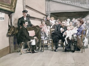 Vacunación de infantes en el Institut de la Vaccine, París, c.1900 de French School