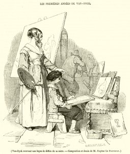 Van-Dyck recibiendo una lección de dibujo de su madre de French School