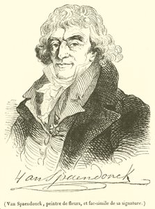 Van Spaendonck, pintor de flores, y facsímil de su firma