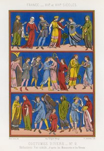 Varios trajes de la Francia de los siglos XII y XIII