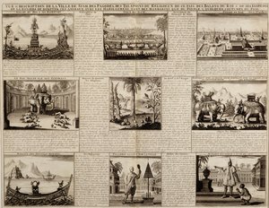 Vistas varias de Siam y Ayutthaya, de Du Royaume de Siam por Simon de la Loubere, publicado en 1688