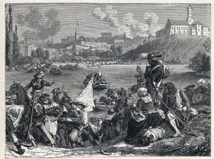 Guerra de Vendée (1793-1796): los Vendeanos, derrotados en la Batalla de Cholet, regresaron al Loira el 18 de octubre de French School