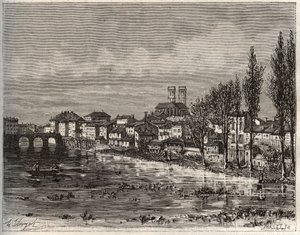 Verdun - Morbihan en Bretaña - grabado en “La France illustrée: géographie, histoire, administration statistique” por V.A. Malt-Brown. 1884 de French School