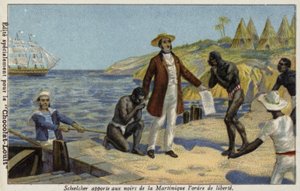 Victor Schoelcher trayendo noticias de su libertad a los esclavos de Martinica, c.1848