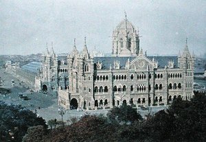 Victoria Terminus, Bombay, grabado por Gillot, c.1910 de French School
